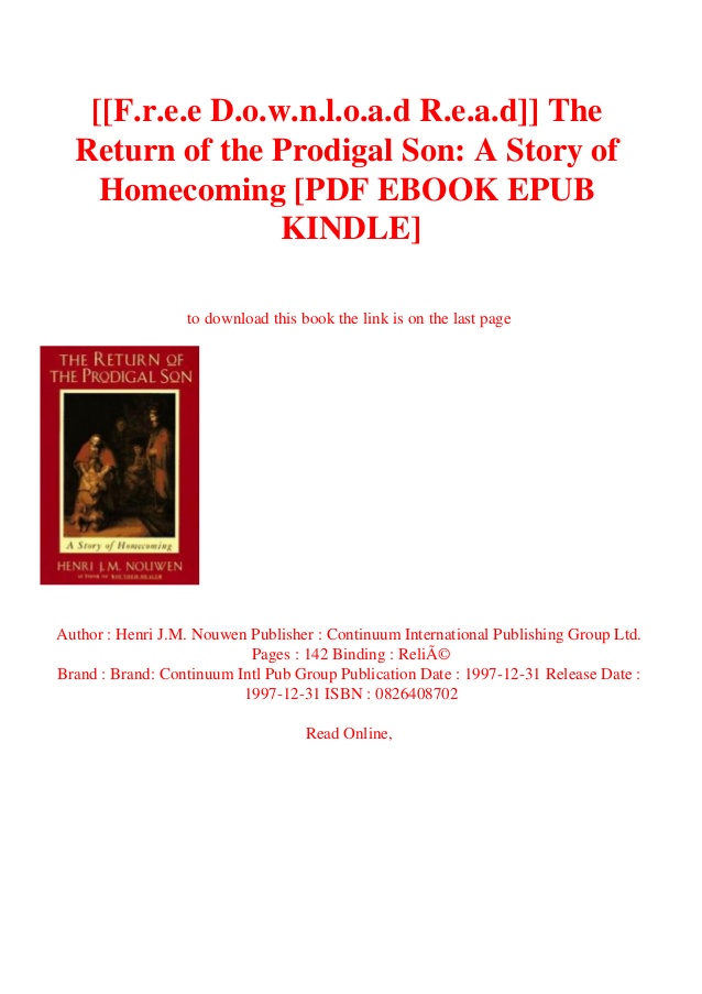 Ebook the prodigal son henri nouwen pdf books