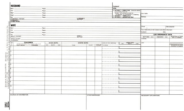 Family Group Sheet Lds Free